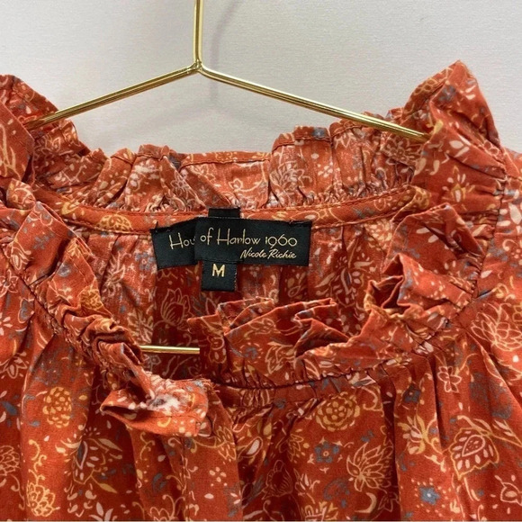 House of Harlow 1960 Boho Ruffle Collar  Peasant Top - Picture 6 of 10